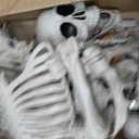 5.75ft Life Size Giant Halloween Skeleton, 69" Posable Full Body Skeleton with Movable Joints, Halloween Skeleton Decorations for Yard Porch Outdoor Indoor Haunted House Graveyard