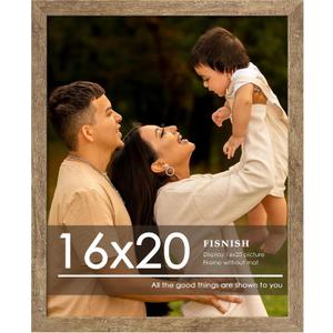 16x20 Picture Frame, Natural Woodgrain Brown 16 x 20 Poster Frame for Horizontal or Vertical Wall Mounting, 1 Pack