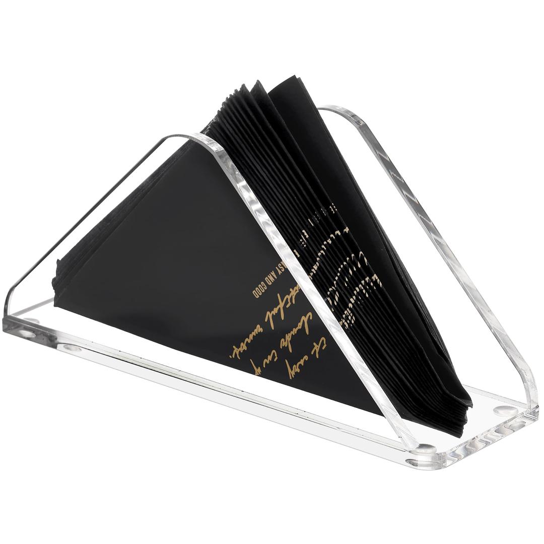 Acrylic Standing Triangle Paper Napkin Holder for table, Napkin Dispenser for Dinner, Cocktail, Luncheon Napkins, Indoor Outdoor Home Dining Restaurant Kitchen Decor
