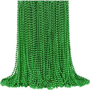 144 PCS St. Patrick's Day Bead Necklaces - Mardi Gras & Christmas Green Beads, 33'' 7 mm Green Party Beads for St. Patricks Day, Mardi Gras, Christmas, Carnival Party Favors