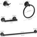 Newfun 8-Pieces Matte Black Bathroom Accessories Set Towel Racks for Bathroom - Bathroom Hardware Set, 2 * 24 Inch Towel Bar for Bathroom 2*Toilet Paper Holder 2* Towel Ring Towel Holders 2* Hook