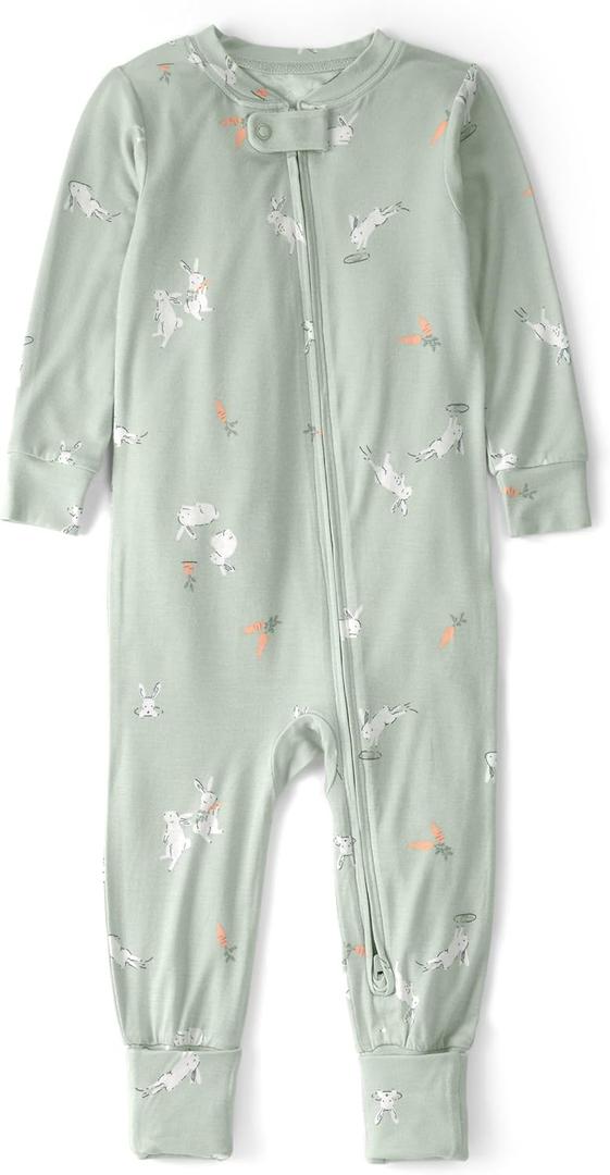Carter's Baby Girls' Purelysoft 1-piece Pajamas (Green Easter Bunny), Size 18 Months