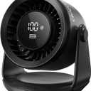 Gaiatop Rechargeable Desk Fan, 5 Speeds Ultra Quiet Bedroom Fan with LED Display, 110 Tilt, 7.7 In USB-C Desktop Fan for Dorm Office Room Home Office, Black, Medium