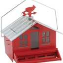 Perky-Pet 338 Squirrel-Be-Gone II Country House Bird Feeder with Weathervane, 8 lb, Red, 14W x 11.3D ins.