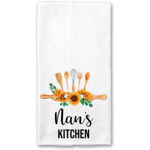 Nan's Kitchen Towel - Tea Towel Kitchen Decor Sunflower Watercolor - Nan's Birthday Gift - New Home Gift - Kitchen Soft and Absorbent Kitchen Tea Towel
