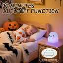 Color Changing Ghost Night Light for Kids, Cute Squishy Silicone Ghost Lamp, 50-Hour Rechargeable Bedside Lamp with Tap Control, Room Decor, Halloween Gifts