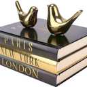 Decorative Books for Home Decor with Small Birds Statues Gold Home Decoration, Modern Style Coffee Table Book Decor, Stacked Books for Bedroom, Living Room, Office Desktop, Cabinets Shelf Decor