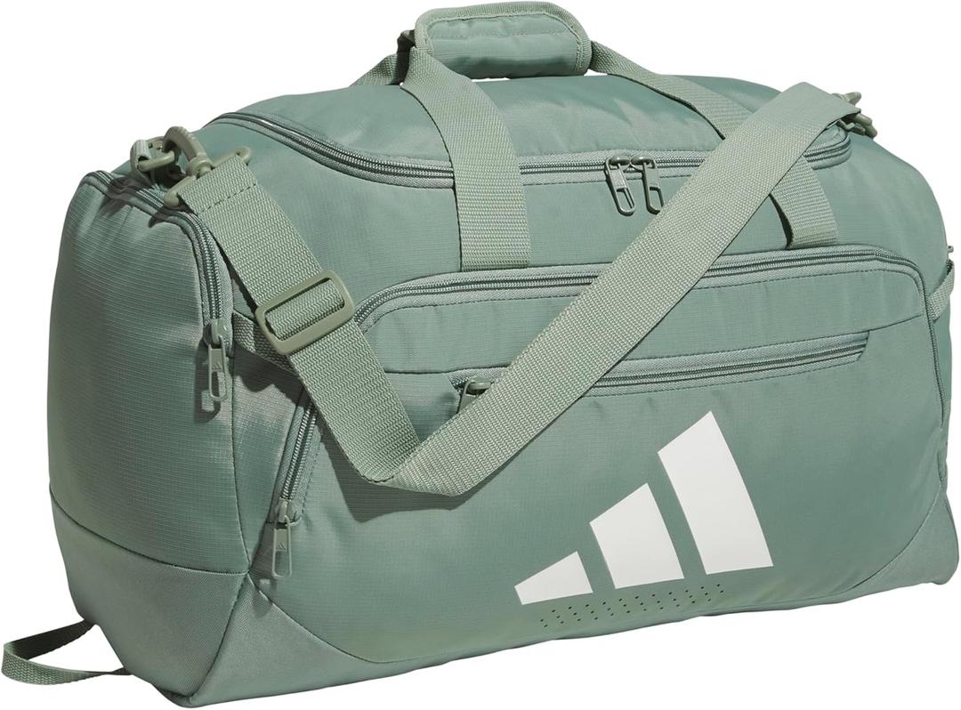 adidas Defender 5.0 Duffel Bag  Durable for Sports, Gym & Travel (Small (42L), Silver Green/White)