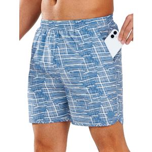 NORTHYARD Mens Swim Trunks 5" Beach Swim Shorts Quick Dry Bathing Suit with Mesh Liner Packable (Blue, S)