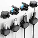 8 Pack Cord Organizer - Cord Holder for Nightstand - Cable Clips - Cord Holder, Magnetic Cord Organizer, for Desk, Nightstand, Phone Charger, Computer, Home, Office, Car (black)