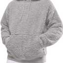 Runcati Mens Fuzzy Sherpa Pullover Hoodie Sweatshirts Long Sleeve Sport Front Pocket Military Fall Outwear Winter Hooded, M