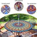Round Outdoor Tablecloth with Umbrella Hole Waterproof Patio Table Covers Round Fitted Tablecloth with Elastic Zippered Round Outdoor Table Cloth for Picnic, Camping, Garden 36''-44''