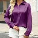 Zeagoo Satin Blouses for Women Silk Button Down Shirts Long Sleeve Business Casual Tops (M)