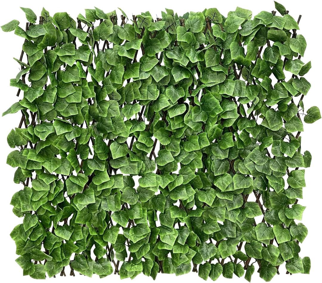 Expandable Fence Privacy Screen for Balcony Patio Outdoor,Decorative Faux Ivy Fencing Panel,Artificial Hedges (Single Sided Leaves)2 (Green)