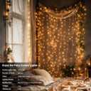 echosari 300 LED Curtain Lights Battery Operated, 9.8ft9.8ft Hanging Light with Remote Timer Fairy Curtain Lights for Bedroom Patio Wedding Backdrop Party Decor (Warm White)