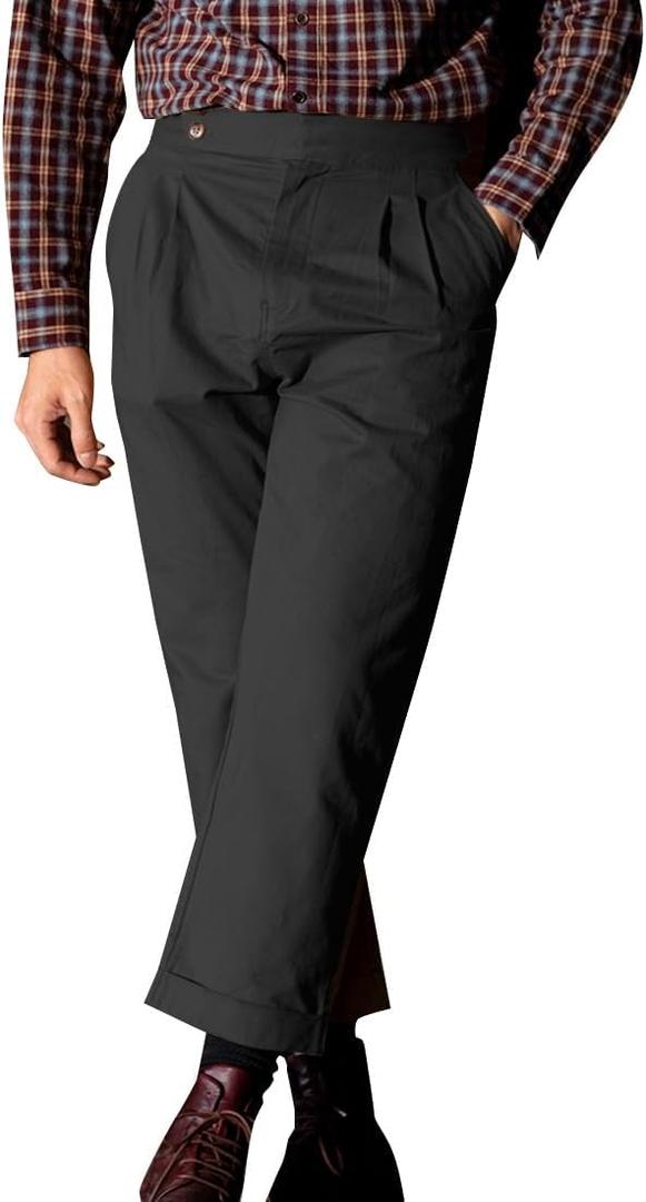 Gurkha Cotton Pants Men's Italian Double Pleated Casual Pants Formal Wedding Party Wear Pant, Size 38