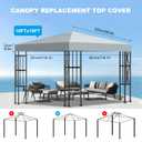 10x10 Gazebo Canopy Replacement Top, 300D High-Density Waterproof Single Layer Gazebo Cover with Heavy Duty Sun Shade Canopy, Folded UV Blocking Canopy Roof for Outdoor Patio Garden Tent Top (Gray)