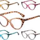 NOVIVON Reading Glasses for Women 5 Pack, Blue Light Blocking Readers Vintage Cat Eye Eyeglasses Anti Glare Filter UV Ray