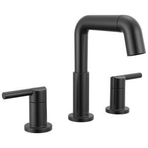 Delta 35849LF-PD Nicoli 1.2 GPM Widespread Bathroom Faucet with Pull Down Spout and Push Pop-Up Drain Assembly - Matte Black