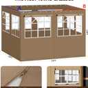 10x12 Gazebo Curtains with PVC Windows, 4 Privacy Side Panels, Brown
