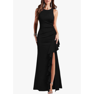 WOOSEA Women's Scoop Neck Sleeveless Split Bodycon Mermaid Evening Cocktail Long Dress Size XL