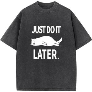 GSOU SNOW Men Oversized T Shirt Cotton Casual Unisex Short Sleeve Vintage Baggy Tee Shirts Washed Mens Streetwear (Large, Washed Black-1)