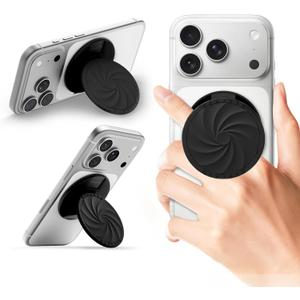 ORNARTO Vortuxe for MagSafe Phone Grip with Kickstand, Soft Liquid Silicone Finger Loop Grip, Phone Ring Holder for Back of Phone, Premium Build & Comfy Touch, Black