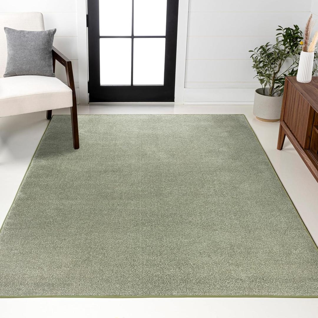 JONATHAN Y Haze Solid Low-Pile Green Indoor Area Rug 3x5, Coastal,Bohemian,Minimalist,Classic, Easy-Cleaning for Living Room,Bedroom,Kitchen,Pet Friendly,Non-Shedding (SEU100O-3), 2'11" x 5'