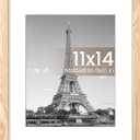 upsimples 11x14 Picture Frame, Display Pictures 8x10 with Mat or 11x14 Without Mat, Wall Hanging Photo Frame, Natural, 1 Pack