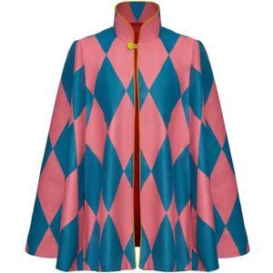 MelangCos Men's Anime Cosplay Costume Cape Pink Checked Pattern Cloak