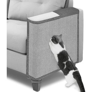 Cat Scratch Couch Protector,23.6" L*19.7" W Scratching Furniture Protector Pad,Cat Scratch Sofa Arm Sheild with Grey Natural Sisal for Protecting Couch Sofa Chair Furniture (Grey/Left Hand)