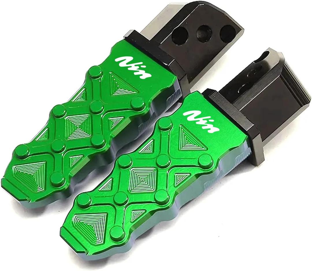 Compatible With Ninja 500 SE Ninja 650 400 1100SX 1000SX 2017-2025 2026 ZX4RR ZX4R ZX6R ZX10R ZH2 CNC Motorcycle Passenger Footrests Folding Rear Foot Rest Pedal Foot Pegs (Green)