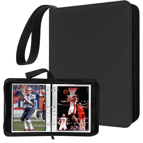 Mini Card Binder, 1-Pocket Super Lightweight Zipper Binder Holds 80+ Trading Cards, Small Cards Binder for TCG, MTG, Sports & Game Cards, Portable Gift for Girls & Collectors (Black)