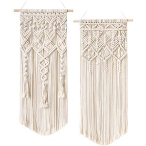 Mkono 2 Pcs Macrame Woven Wall Hanging Boho Chic Geometric Art Decor - Beautiful Bedroom Nursery Apartment Home Decoration, Gift for Girls Adults Birthday Christmas, 32" L x 16.5" W