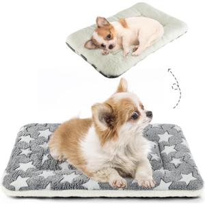 Mora Pets Dog Bed Crate Pad Ultra Soft Pet Bed with Cute Star Print Washable Crate Mat for Large Medium Small Dogs Reversible Fleece Dog Crate Kennel Mat Cat Bed Liner 22-Inch Grey