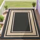RURALITY Outdoor Rug 9x12 Waterproof for Patio Clearance,Large Plastic Straw Mat for Camping,Porch,RV,Reversible,Black and Beige