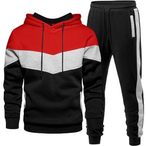 Men's Hoodie Tracksuit 2 Pieces Set Athletic Casual Hooded Sweatshirt and Joggers Set Sweatsuit Outfits (Medium, Black Red)