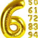 Gold 6 Balloon, Number Balloon 40 Inch, Gold and Black Party Supplies 6th Balloons for Birthday, 6 Birthday Balloon, Number 6 Balloon