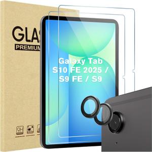 ProCase 2 Pack Screen Protector for Galaxy Tab S10 FE 2025 / Tab S9 FE 5G WiFi 10.9" 2023 / Tab S9 11 inch + 2 Pack Camera Lens Protector, Tempered Glass Film Compatible with S Pen -Gray