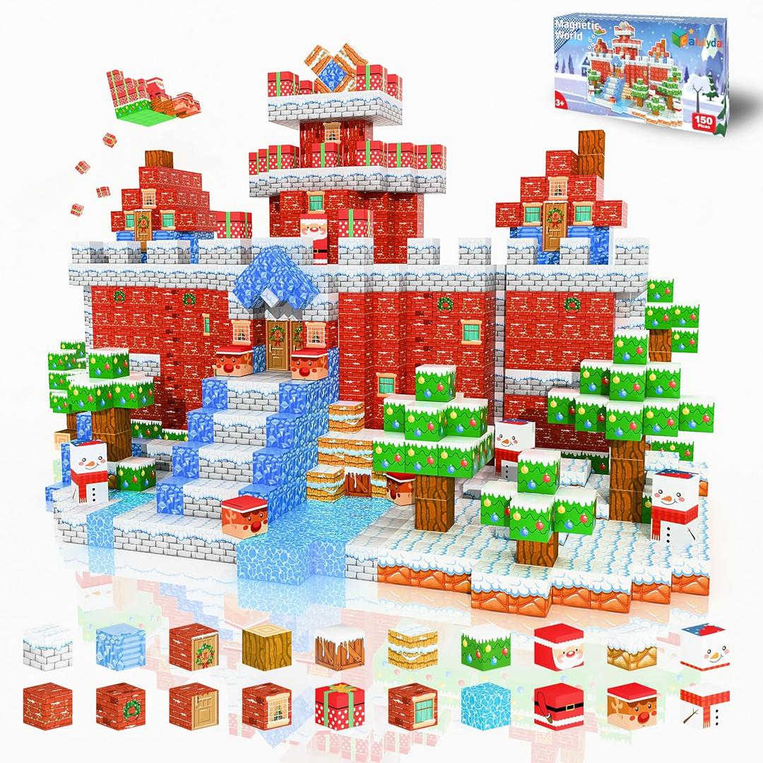 150PCS Magnetic Building Blocks 0.8in Strong Magnet Construction Toys for Kids, 3D Creative World Building Set, STEM Educational Toy for Boys & Girls Ages 3+
