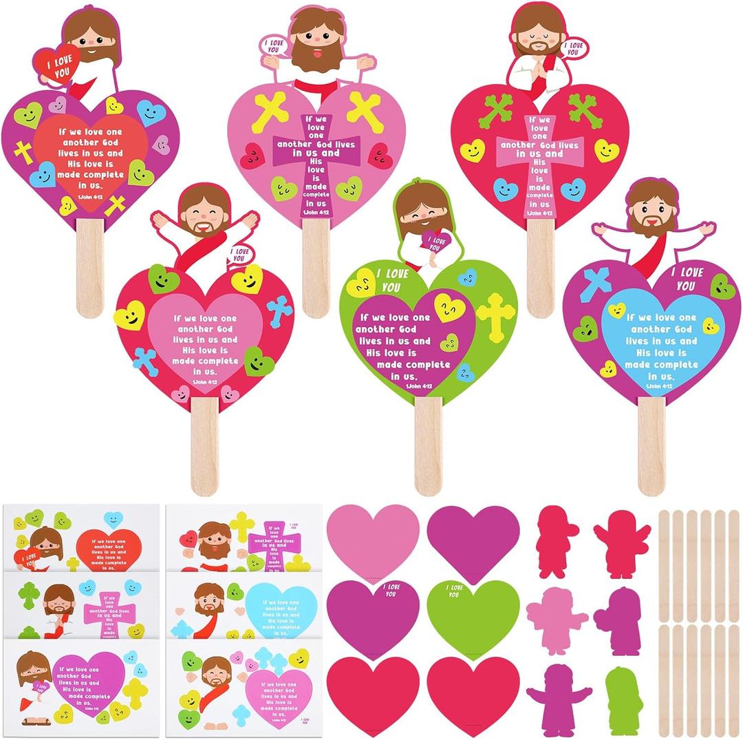 Janlaugh 30 Sets Religious Valentine's Day Craft Kit DIY Jesus Pop up Craft Religious Gift Christian Valentine Crafts Kit for Sunday School Supplies Valentine Party Favor Home Activities
