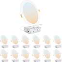 DLLT LED Recessed Ceiling Lights: 12 Pack 8 Inch 5CCT Ultra-Thin Lighting with Junction Box for Bedroom - 1800LM Brightness 18W Eqv 170W Dimmable Canless Wafer Downlight with ETL&FCC