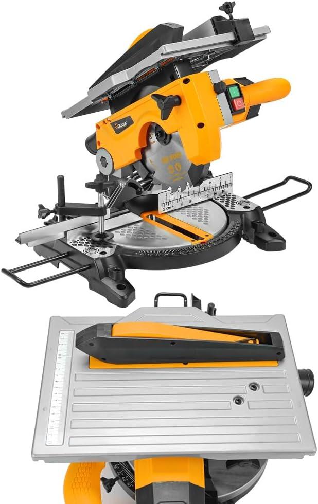 Hoteche 8-1/4-Inch 2-in-1 Compound Miter Saw & Table Saw  10A Dual-Function Power Tool for Wood and Metal Precision Cutting