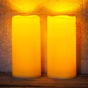 Homemory 4"x10" Solar Candles Outdoor Waterproof Dusk to Dawn, Sensor Large Outdoor Candles for Patio, Flickering Flameless Candles Battery Operated for Lanterns, Outside (2 Pcs, D4"xh10")