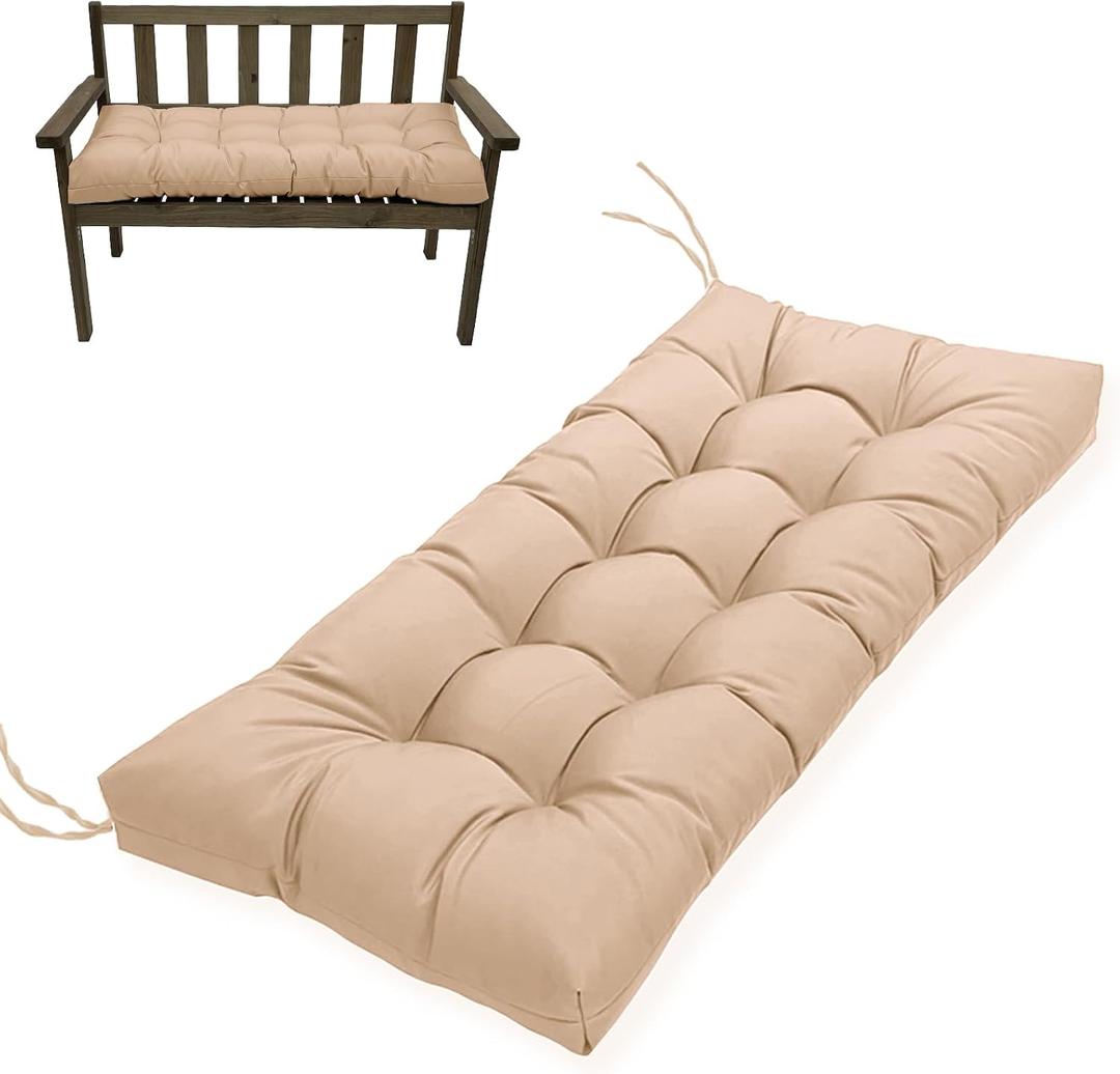 MTMR Outdoor Bench Cushion, Waterproof Wicker Chair Cushion, Thick Patio Replacement Seat Pad for Porch Lawn Indoor Swing Couch Sofa Loveseat, Patio Furniture Cushions, 44x19 Inch, Kaqi