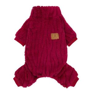 XPUDAC Fleece Dog Sweater Turtleneck Puppy Pajamas Warm Dog Winter Clothes for  Dogs Boy Girl Chihuahua Yorkie Outfit for Christmas, Red XXS