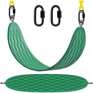 Dolibest Heavy Duty Swing Seat with 66 Chain and Carabiners, Comfortable and Durable Plastic Coated Swing Set Accessories Replacement for Outdoor Playground, Green (Green-1 Pack)
