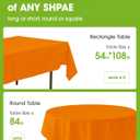 Pureegg Plastic Table Cloth Disposable 8 Pack, 54 x 108 Inch Table Cloths, Halloween Party, Thanksgiving Decorations, Harvest, Fall Tablecloths, Rectangle Tables, Leakproof & Sturdy, Orange