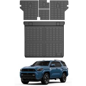 Mixsuper Cargo Liner for Toyota 4Runner 2010-2024 5 Seater (No 3rd Seat or No Sliding Cargo Deck), All Weather Cargo Mat Backrest Mat TPE Back Seat Cover Protector for 4Runner Accessories