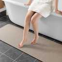 Taupe Long Bathroom Mat Rugs 59x17 Diatomaceous Earth Bath Mat Large Quick Dry Bath Mat Non Slip Rubber Backed Super Absorbent Shower Mat, Thin Bathroom Runner Rugs Floor Mat Fit Under Door